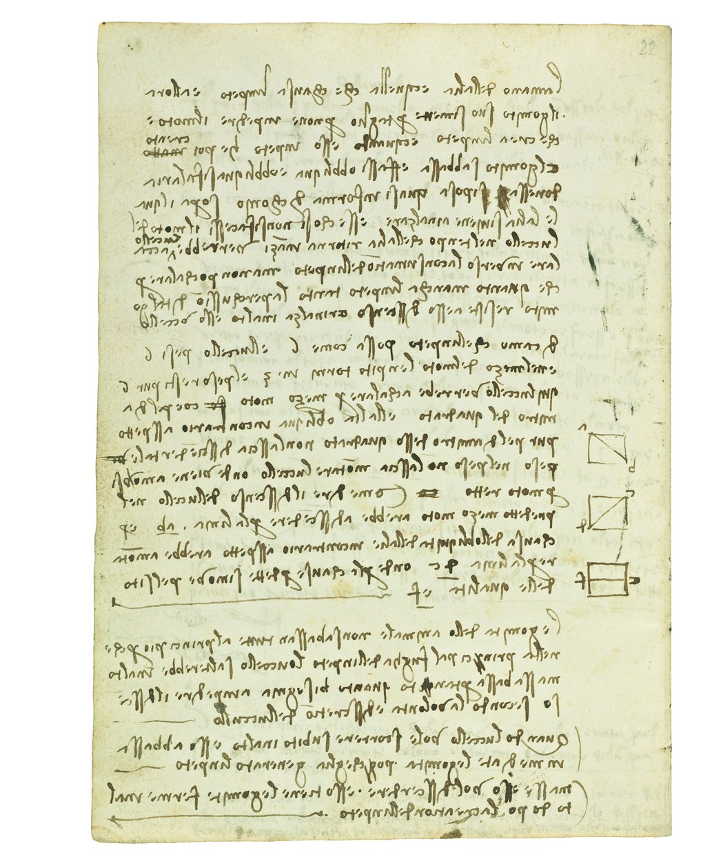 Codex om fugleflyvning, Folio 14 verso af Leonardo da Vinci