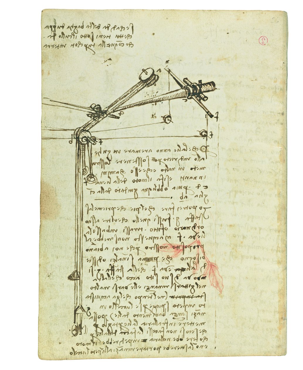 Codex om fugleflyvning, Folio 16 verso af Leonardo da Vinci
