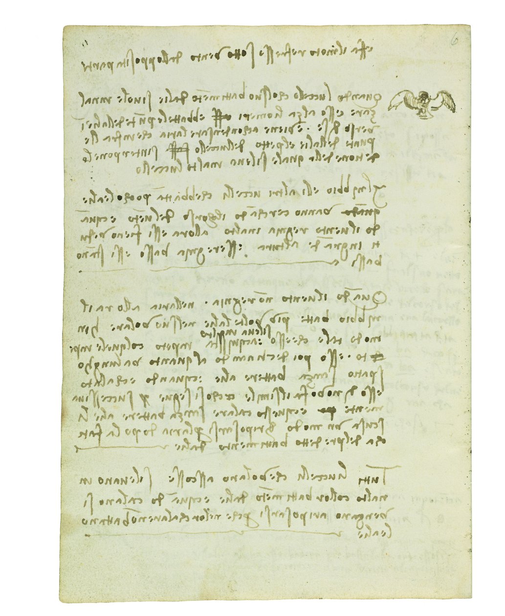 Codex om fugleflyvning, Folio 5 verso af Leonardo da Vinci