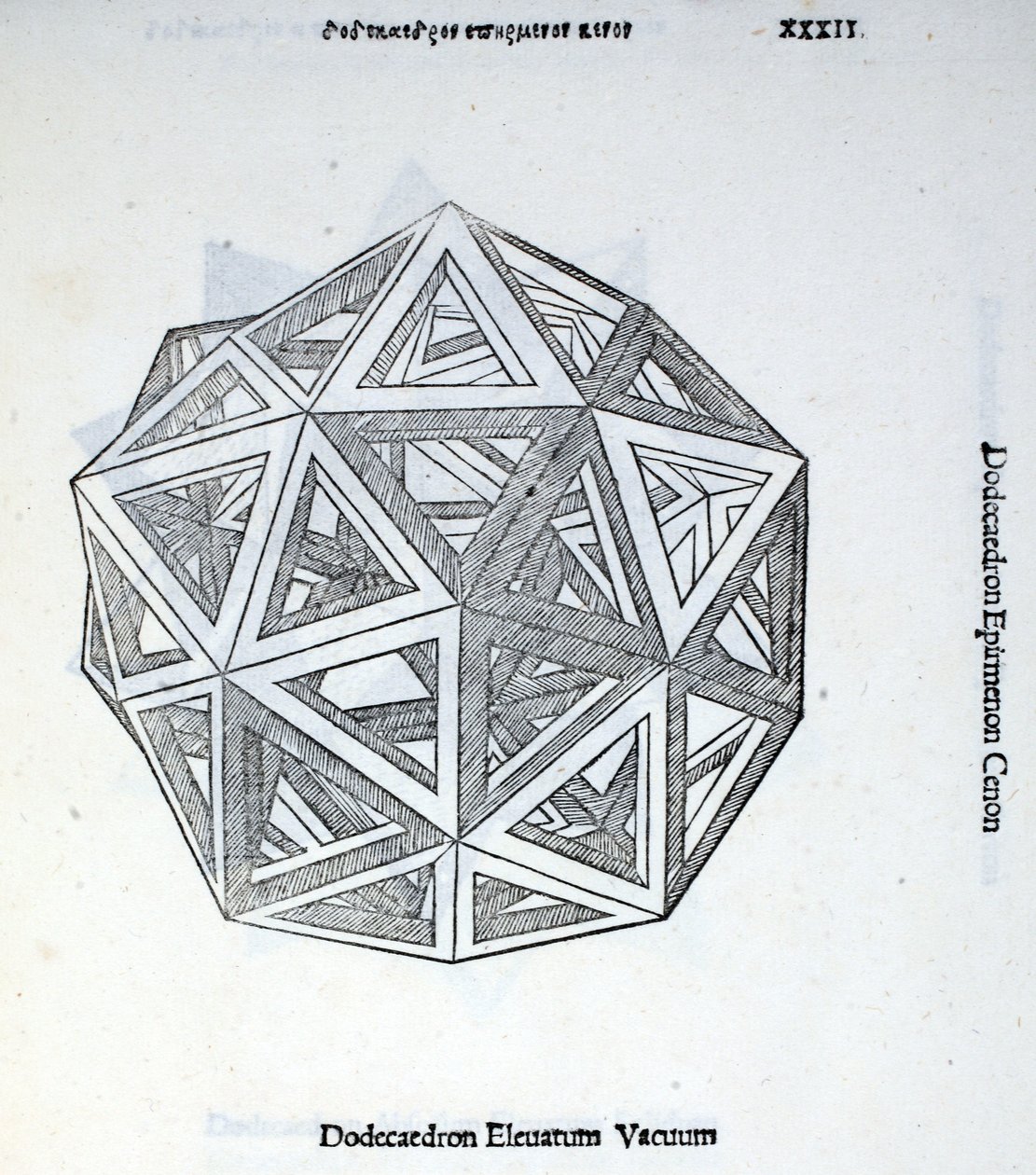 Dodecaedron elevatum vacuum, illustration fra "Divina Proportione" af Luca Pacioli (ca. 1445-1517), oprindeligt udgivet. Venedig, 1509 af Leonardo da Vinci