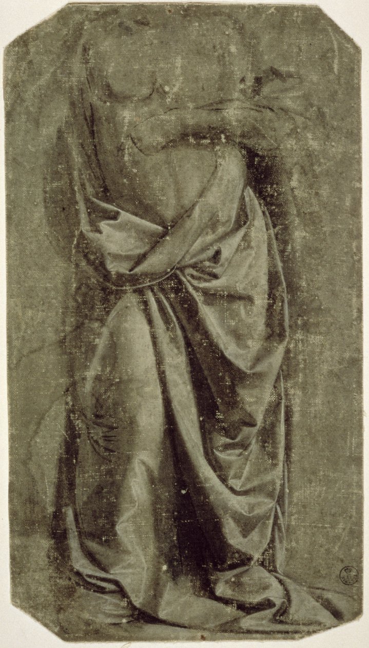 Draperiestudie til en stående figur set forfra, ca.1478-80 (tempera og hvidt på lærred) af Leonardo da Vinci