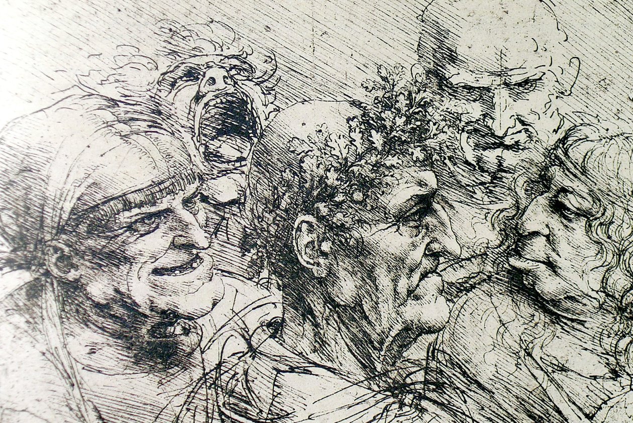 Groteske hoveder af Leonardo da Vinci