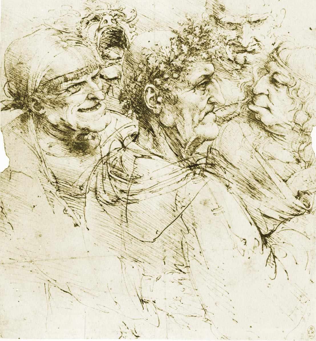 Groteske hoveder af Leonardo da Vinci