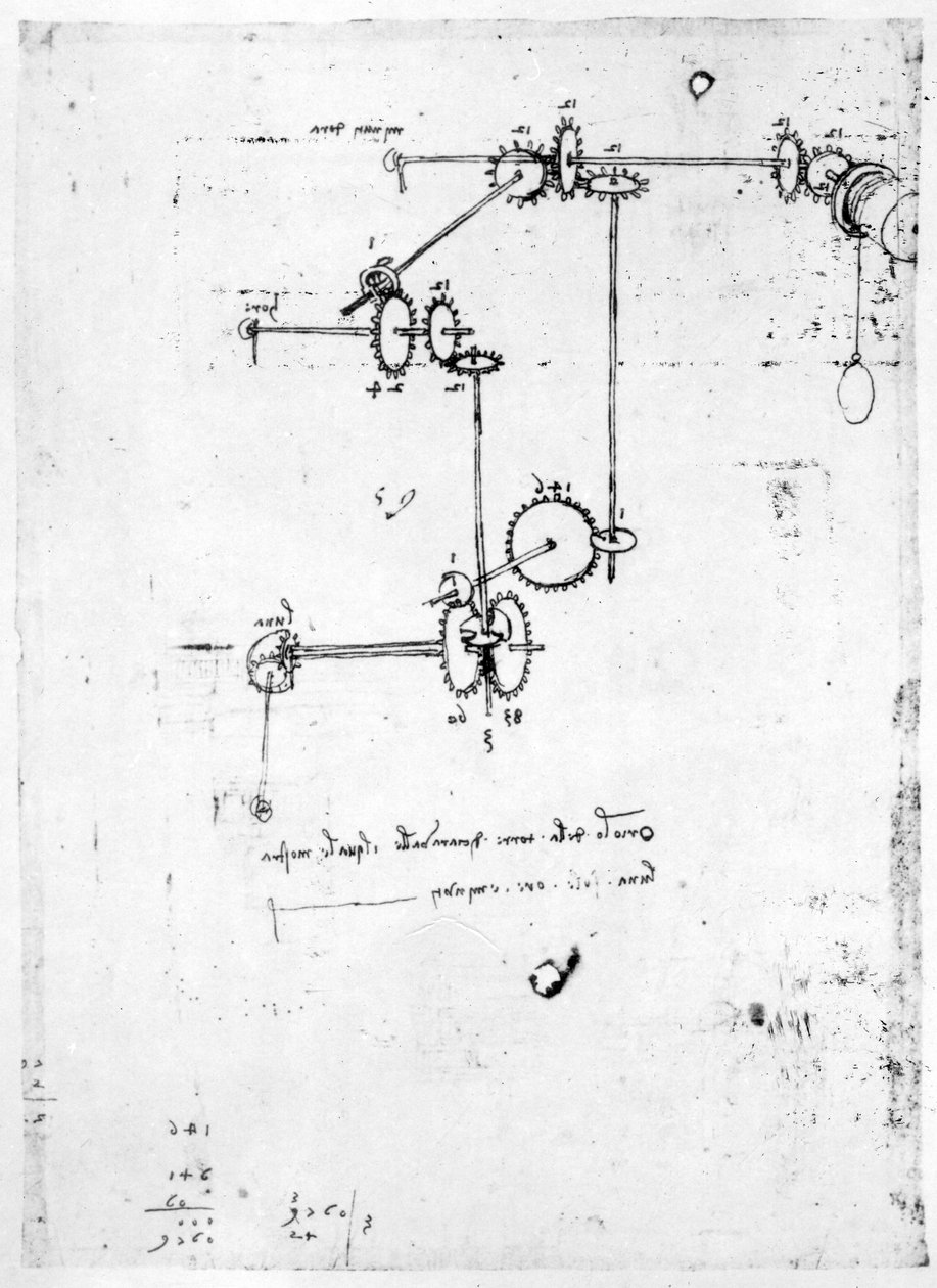 Maskinkonstruktioner, fol. 399v-b (pen og blæk på papir) af Leonardo da Vinci