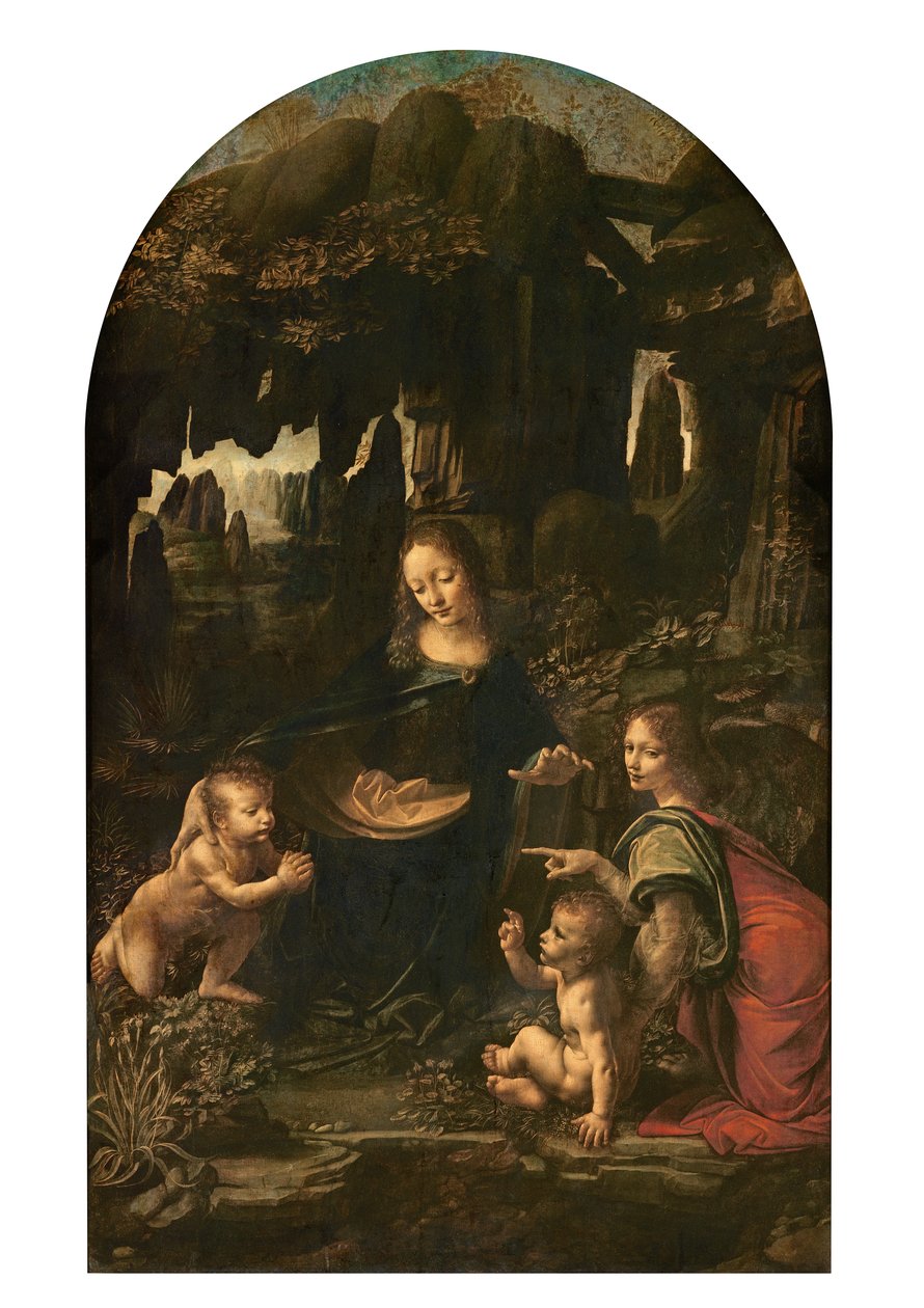 Madonna of the Rocks, ca. 1478 (olie på panel overført til lærred) (se også 2038) af Leonardo da Vinci
