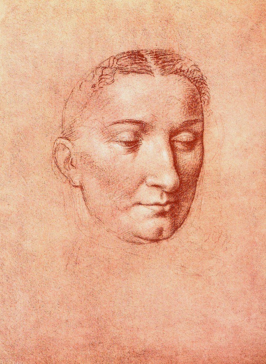 Studie til en helgens hoved, tegning af Leonardo da Vinci. Gallerie dell