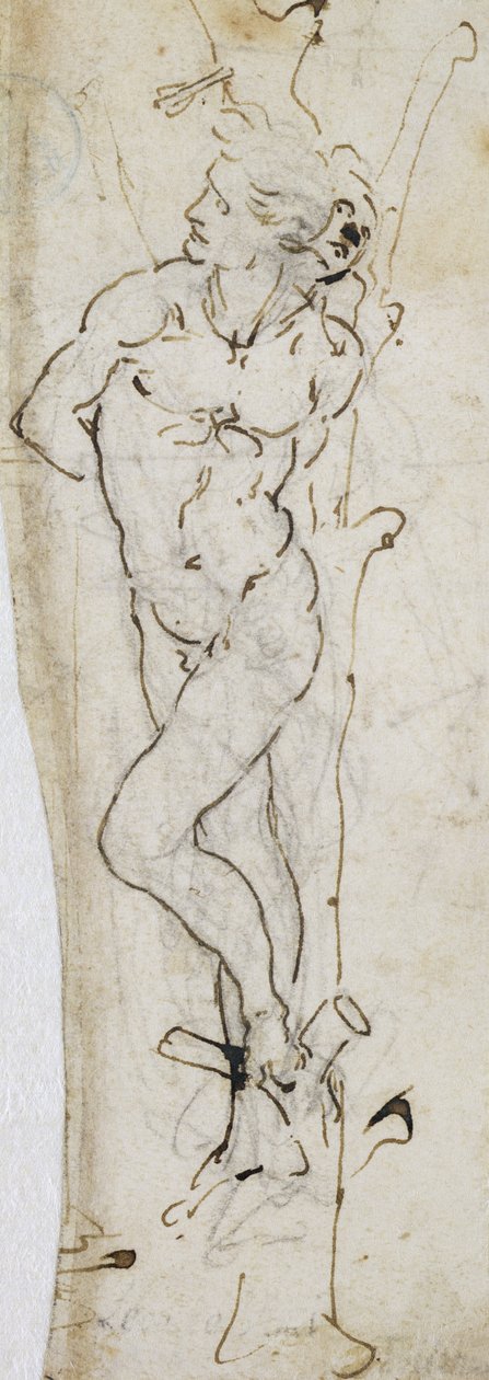 Studie af St. Sebastian, 1480-81 (pen og blæk over blyant på papir) af Leonardo da Vinci