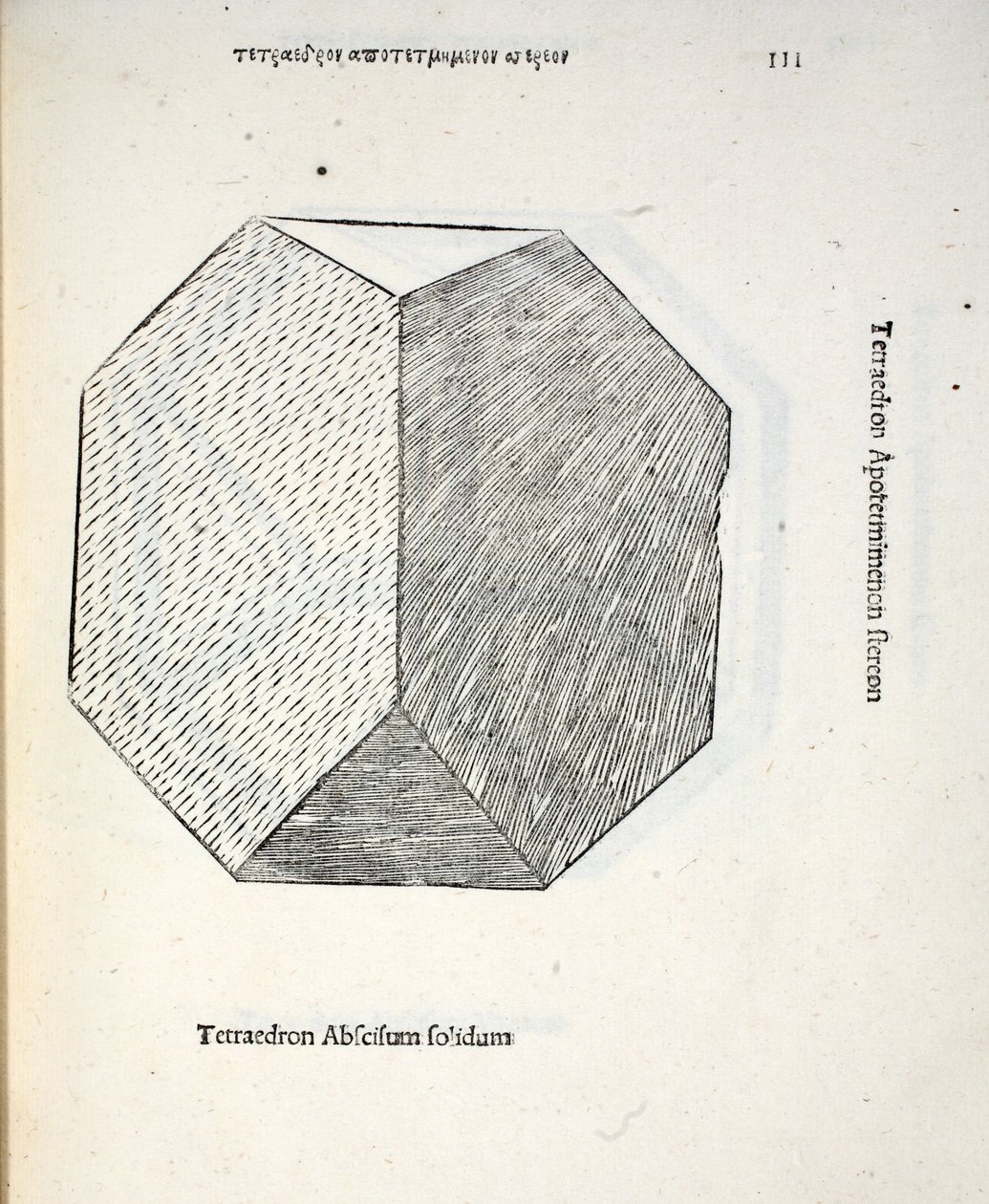Tetraedron afskåret solid, illustration fra 