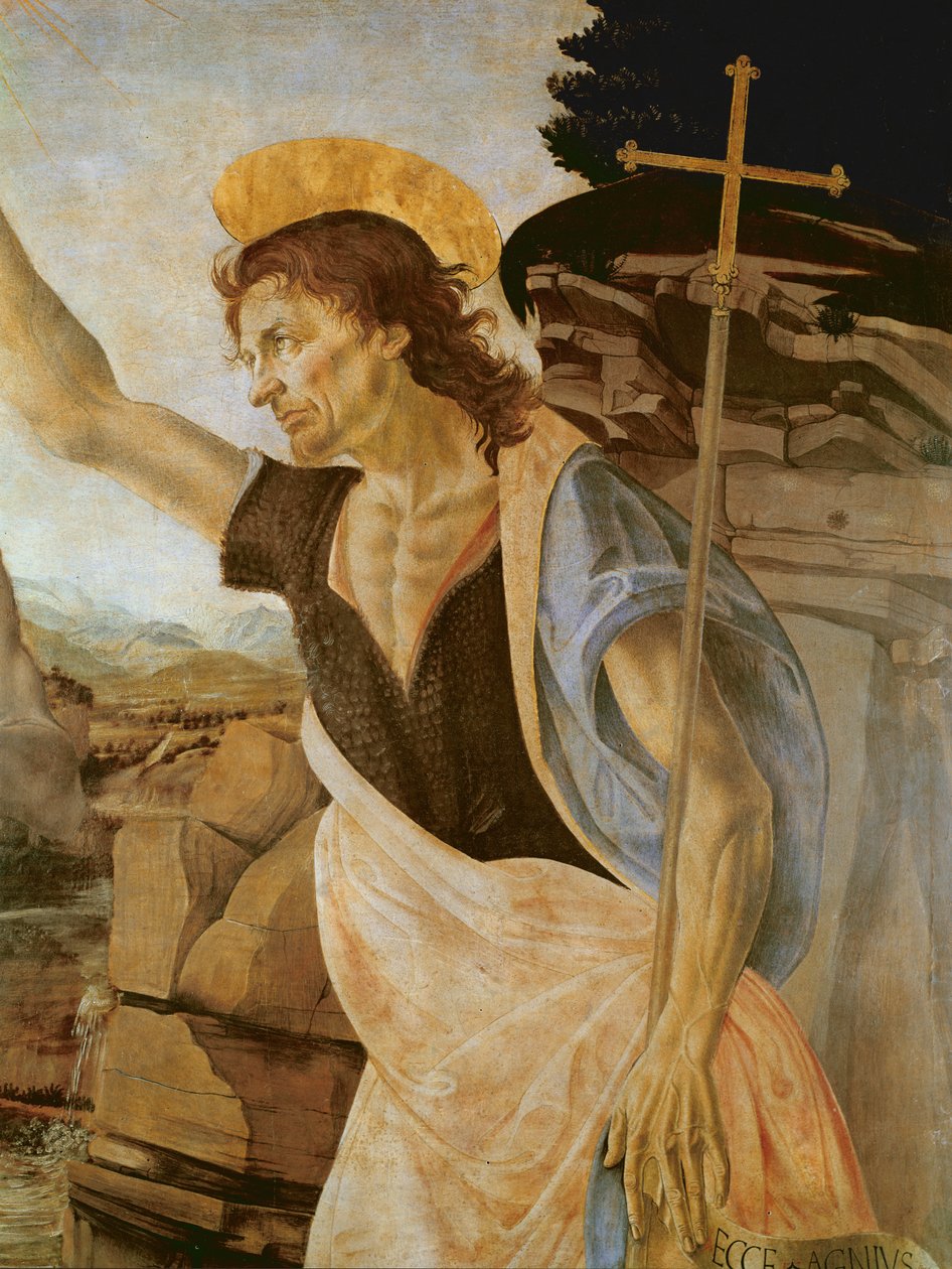 Kristi dåb, detalje af Saint-John Døberen, 1470-80 af Leonardo da Vinci