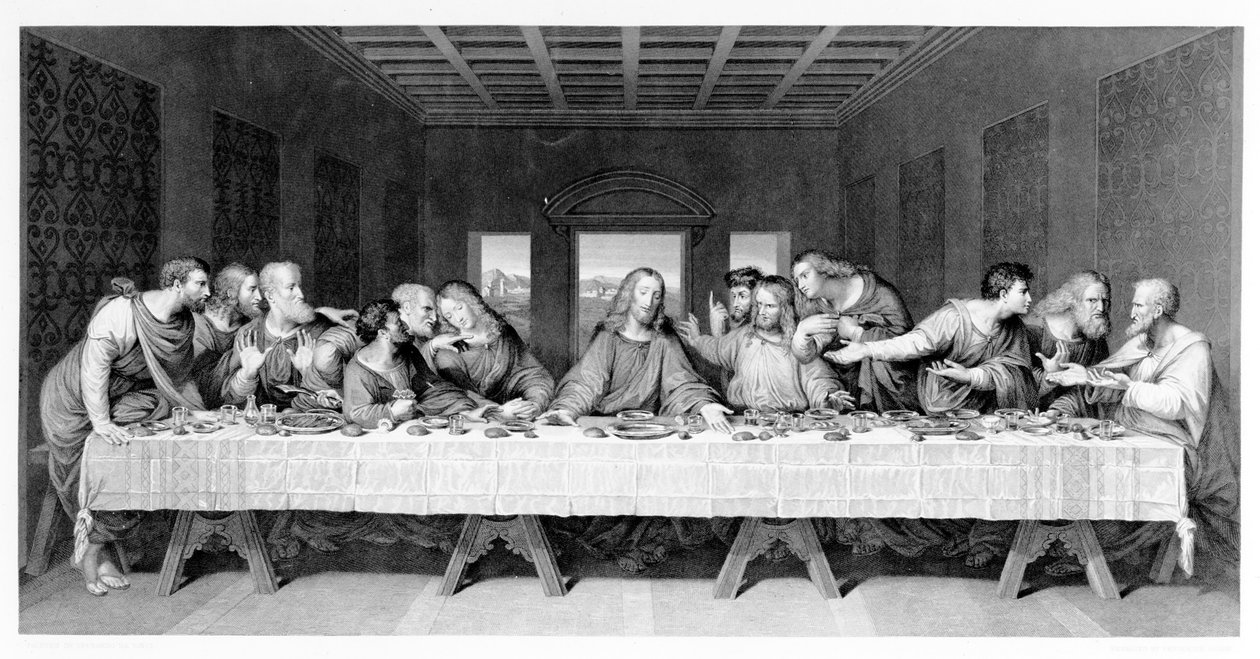 Den sidste nadver, graveret af Frederick Bacon, 1863 af Leonardo da Vinci