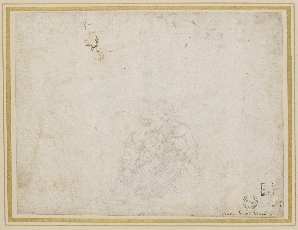 The Virgin and Child Adored (førende punkt over fordybninger med pennen på råhvidt papir) af Leonardo da Vinci