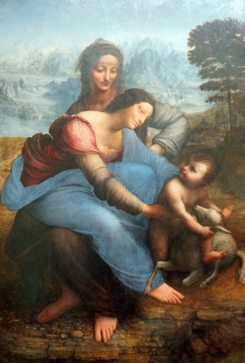 Jomfru og barn med Saint Anne af Leonardo da Vinci