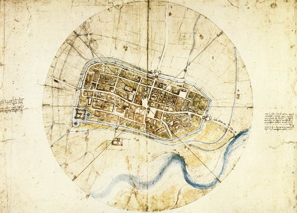 Byplan for Imola af Leonardo da Vinci