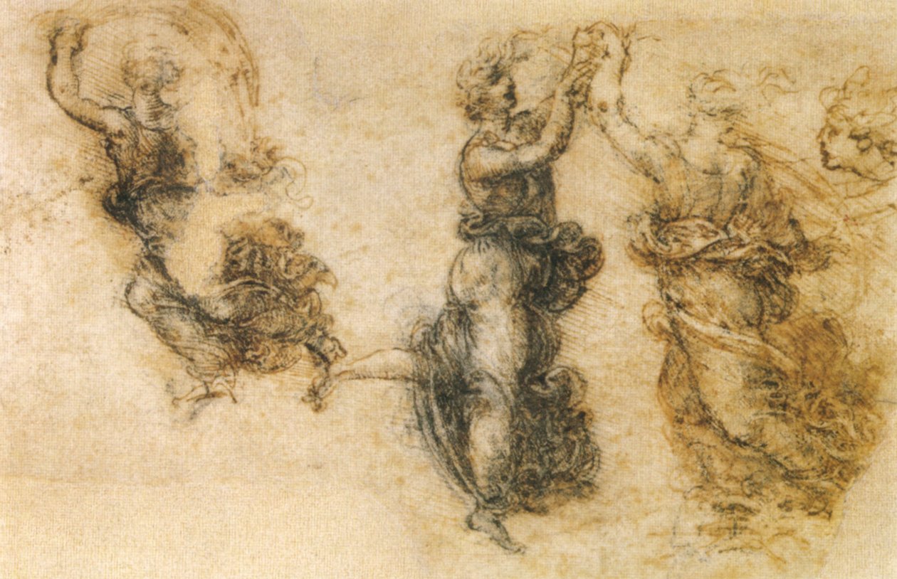 undersøgelse af tre dansefigurer af Leonardo da Vinci