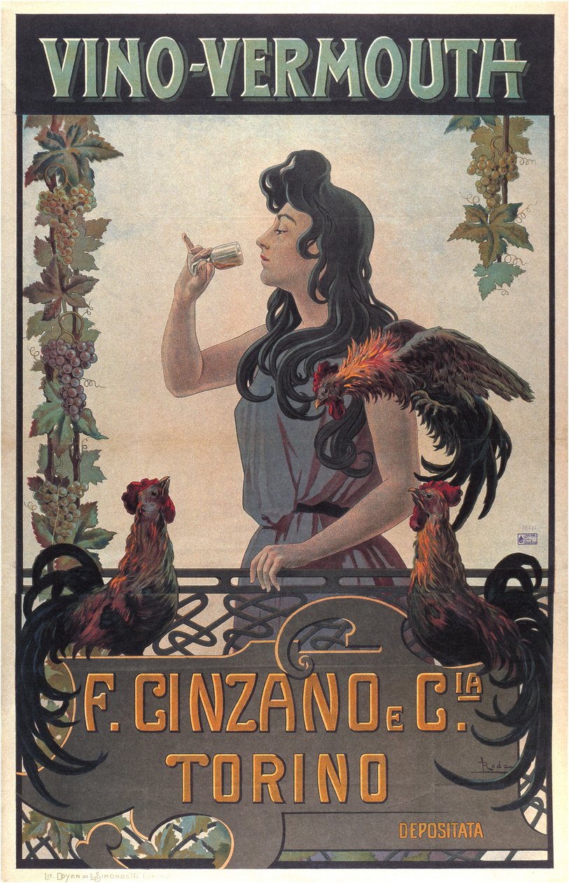 Vino-Vermouth-reklame, ca. 1900 (tryk) af Leonardo Roda