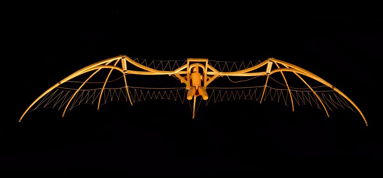 Model af Leonardo da Vincis svævefly (Leonardo da Vinci) - Museum for Videnskab og Teknikker af Leonardo da Vinci, i Milano af Leonardo da (after) Vinci