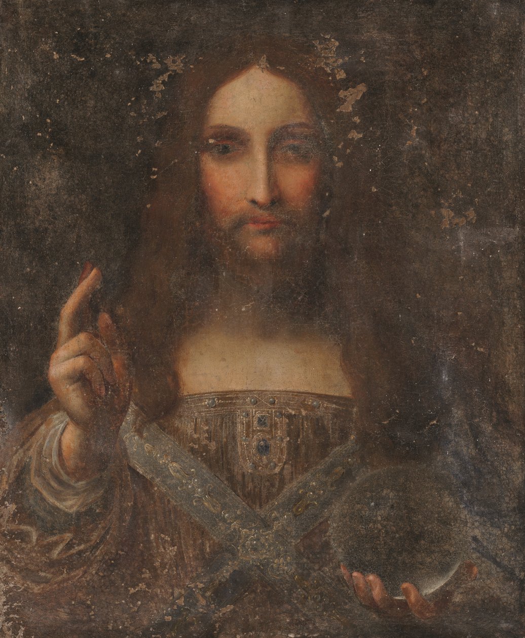 Salvator Mundi (olie på lærred) af Leonardo da (after) Vinci