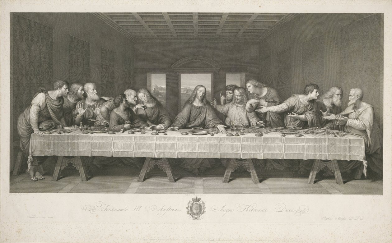 Den sidste nadver, tegnet af Teodoro Matteini, graveret af Raphael Morghen (gravering) af Leonardo da (after) Vinci