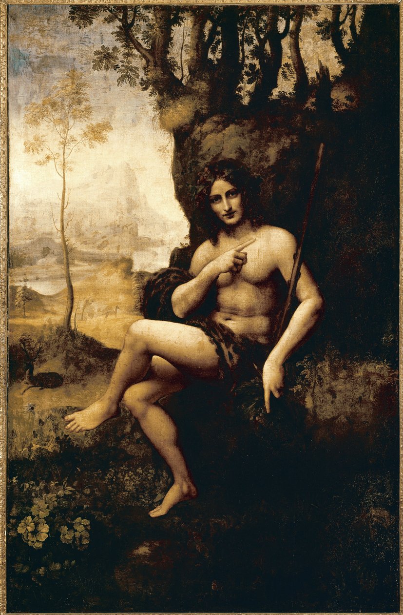 Bacchus (olie transponeret på lærred af Leonardo da (studio of) Vinci