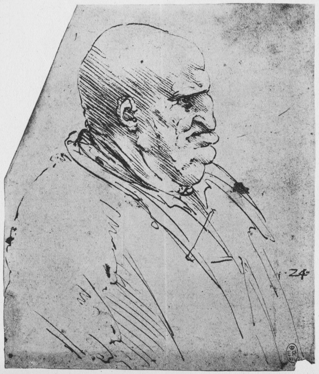 En grotesk profil af en mand til højre, c1480 1945 af Leonardo da Vinci