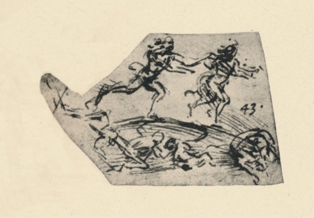 En mand, der forfølger en kvinde, c1480 1945 af Leonardo da Vinci