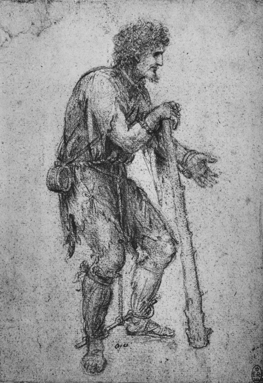 En mand med en kølle og lænkede fødder, c1480 1945 af Leonardo da Vinci