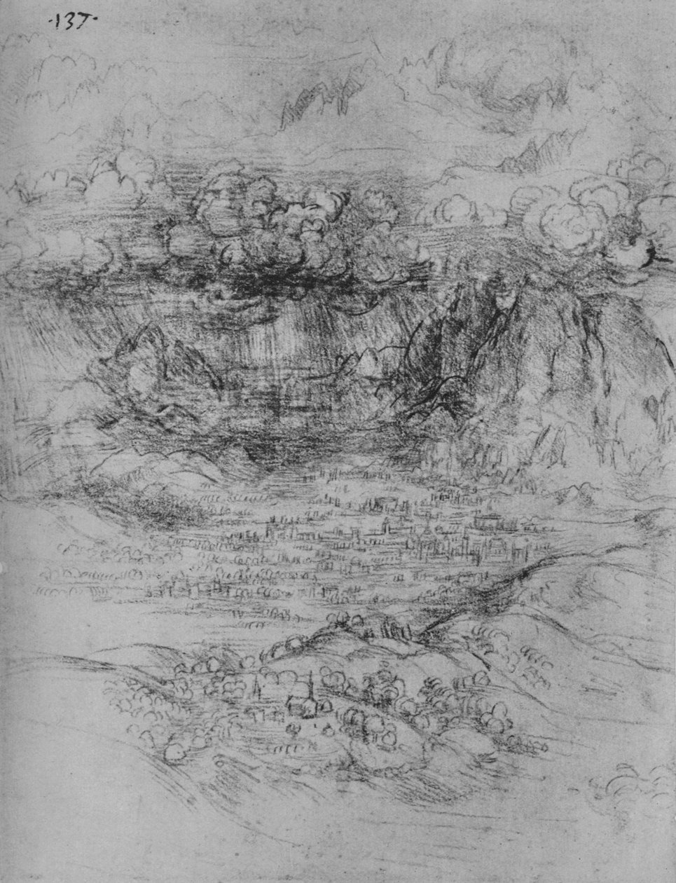 En storm over en alpedal, c1480 1945 af Leonardo da Vinci
