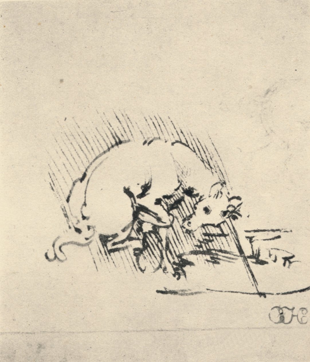 En enhjørning dypper sit horn i vandet, c1480 1945 af Leonardo da Vinci