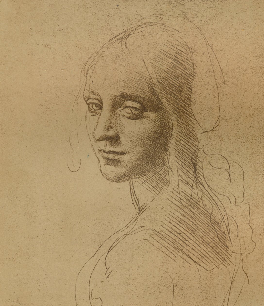 Et kvindeligt hoved, c1472-c1519 1883, af Leonardo da Vinci
