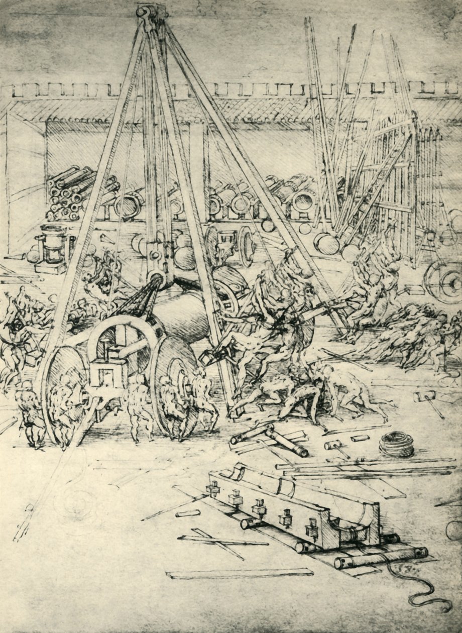 En scene i et arsenal, c1485-1490, 1943. af Leonardo da Vinci