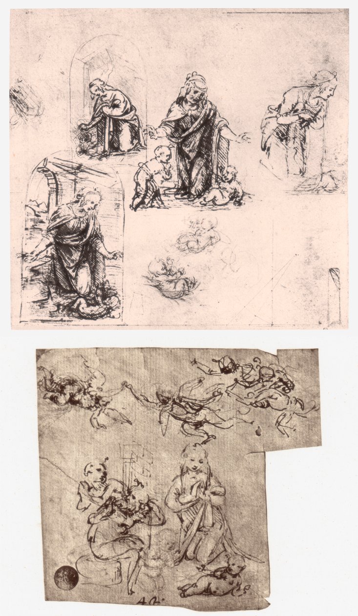 Tilbedelse af barnet, c1483 af Leonardo da Vinci