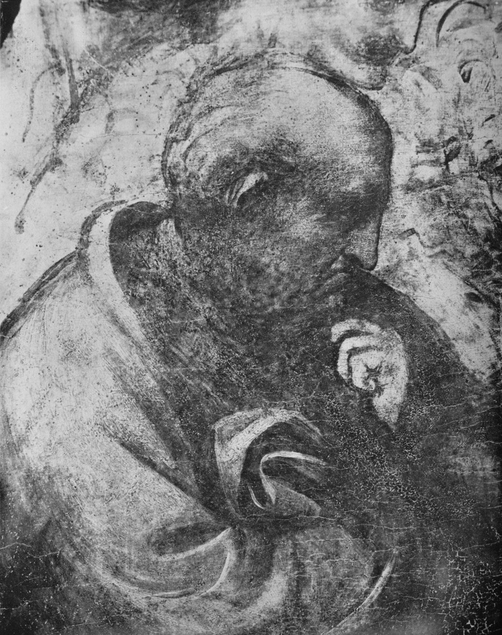 Tilbedelse af Magi - Filosoffens leder til venstre, c1481 1945 af Leonardo da Vinci