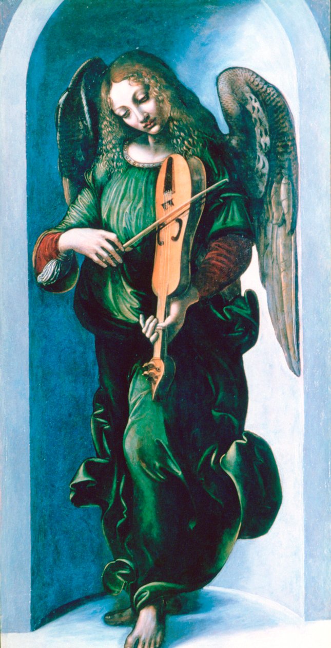 En engel i grønt med en Vielle, c1500 af Leonardo da Vinci