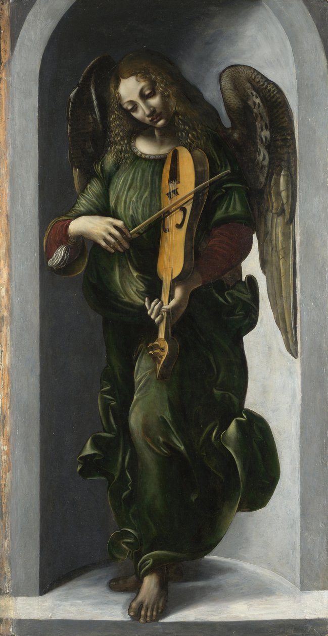 En engel i grønt med en Vielle, ca. 1490-1499 af Leonardo da Vinci,