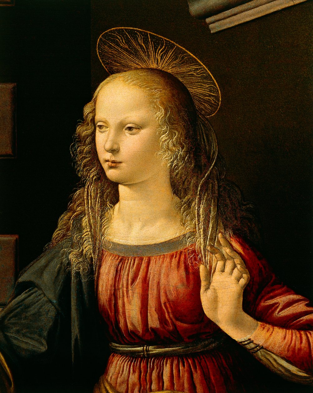 Bebudelse, ca. 1475 (olie og tempera på træ) af Leonardo da Vinci