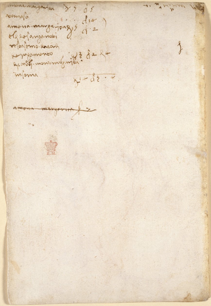 Arundel 263, f.149v, Oversigt over husholdningsregninger (ikke i Leonardos hånd) (1504), fra 
