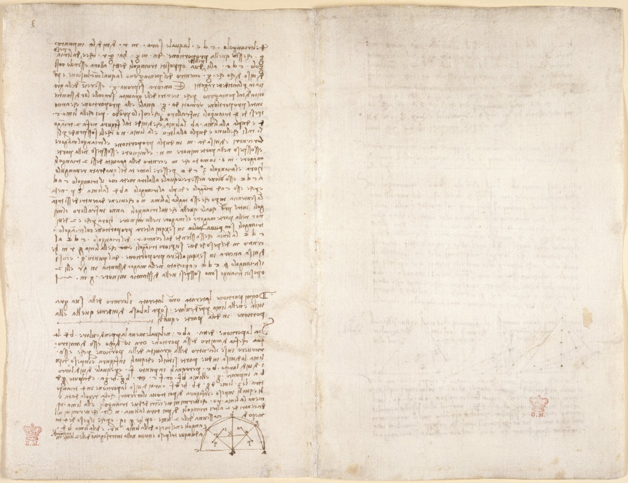 Arundel 263, f.215v, f.218 Noter og diagram fra 