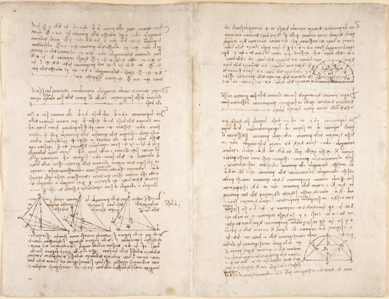 Arundel 263, f.218v, f.215 Noter og diagrammer fra 
