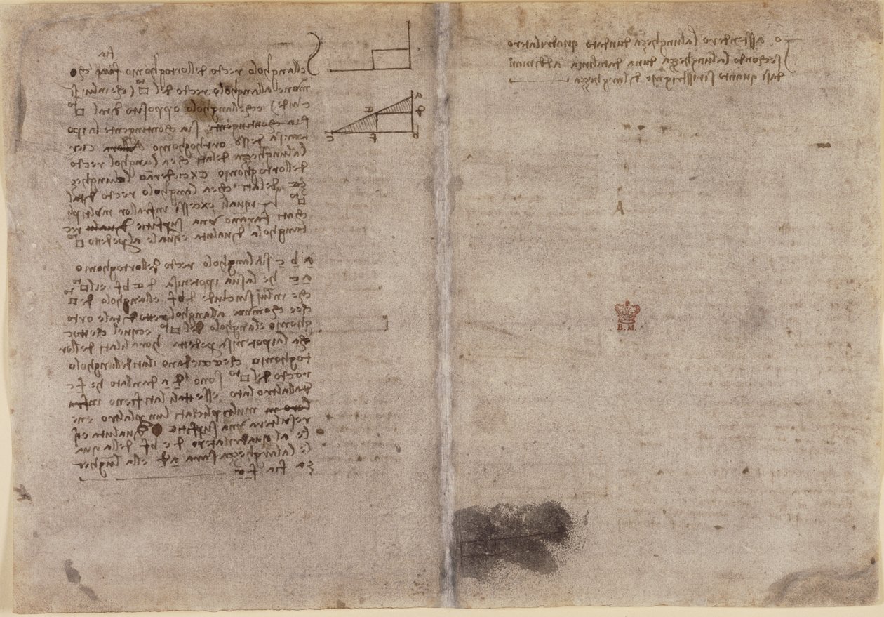 Arundel 263, f.245v, f.246r, Noter om geometri (ca. 1518) fra 