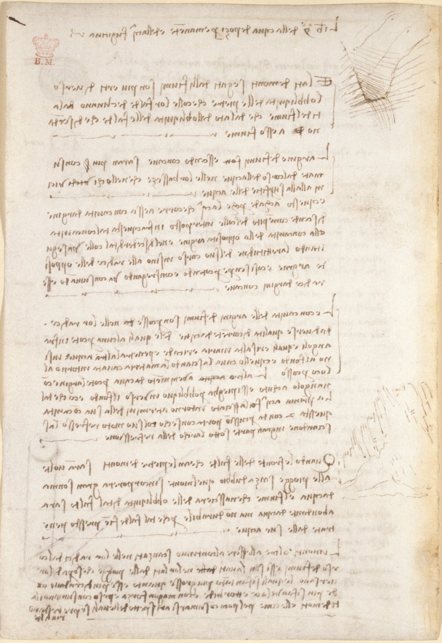 Arundel 263, f.25v Noter og grove skitser om erosion forårsaget af vand, fra 