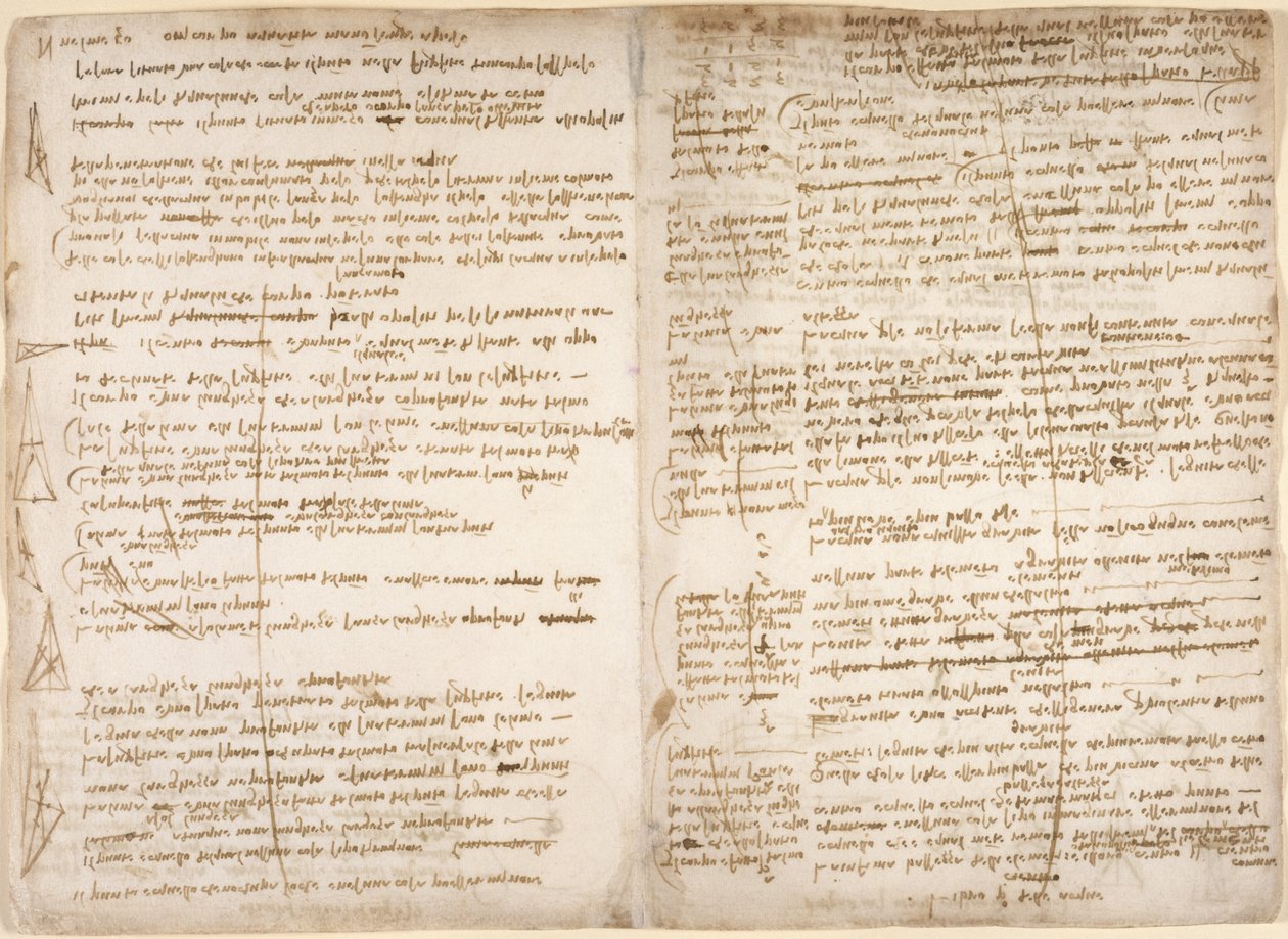 Arundel 263, f.267v, f.266, Noter og diagrammer om den matematiske definition af punkt, linje og område, til 