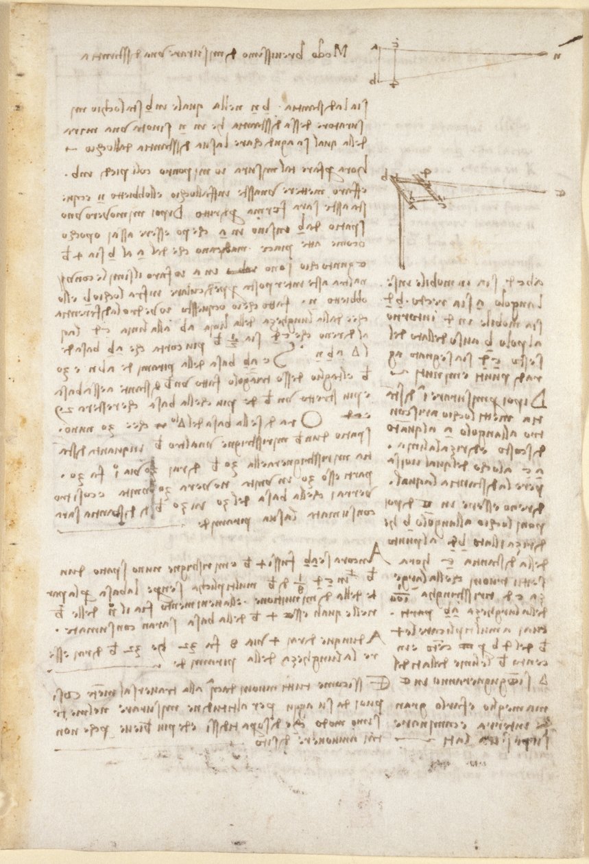 Arundel 263, f.26 Noter og diagrammer om en stenografimetode til måling af afstande, fra 