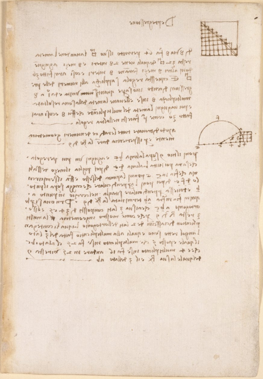 Arundel 263, f.27, Noter og diagrammer om geometri, med titlen 