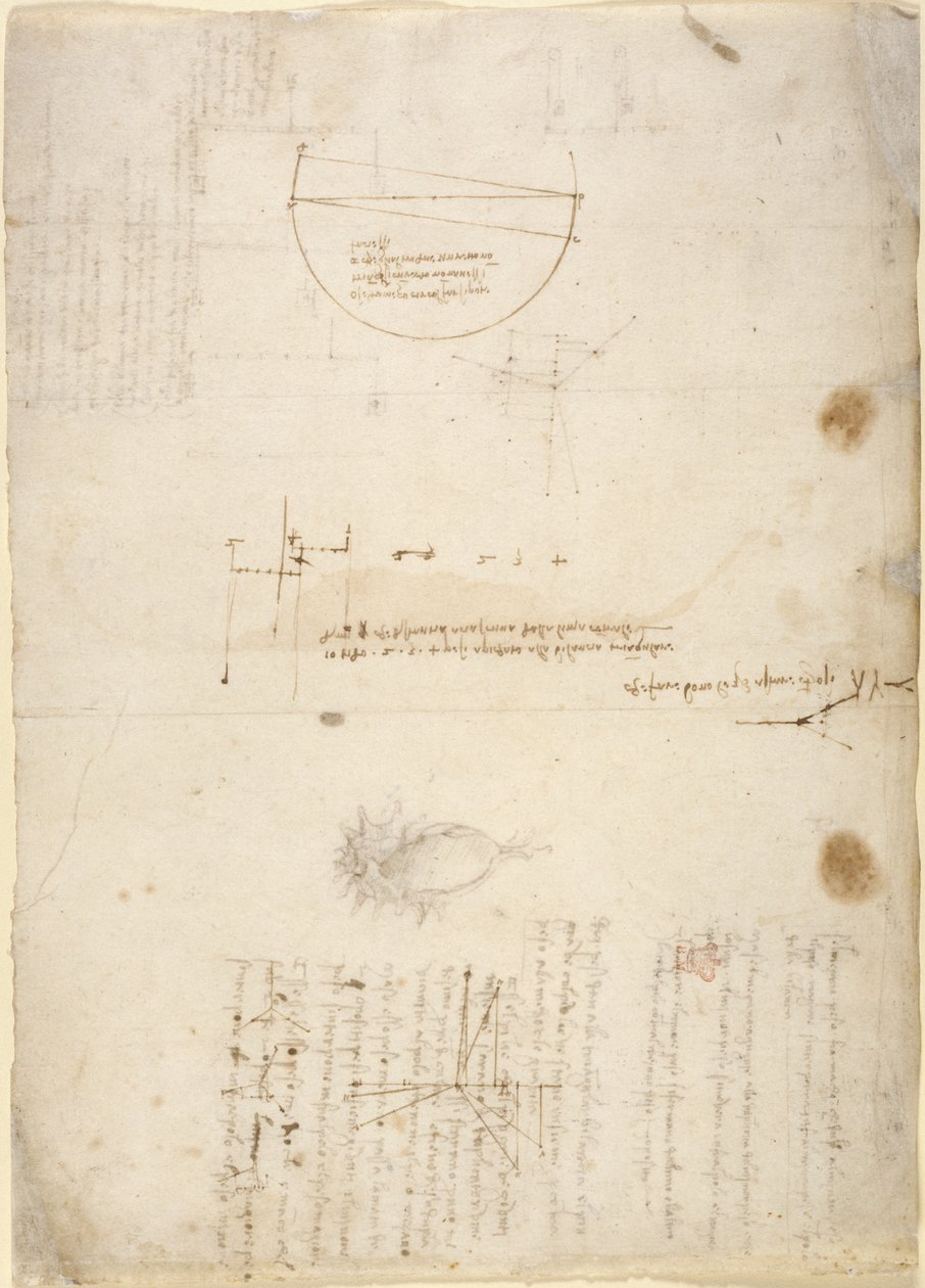 Arundel 263, f.33v Noter og diagrammer om mekanik, fra 