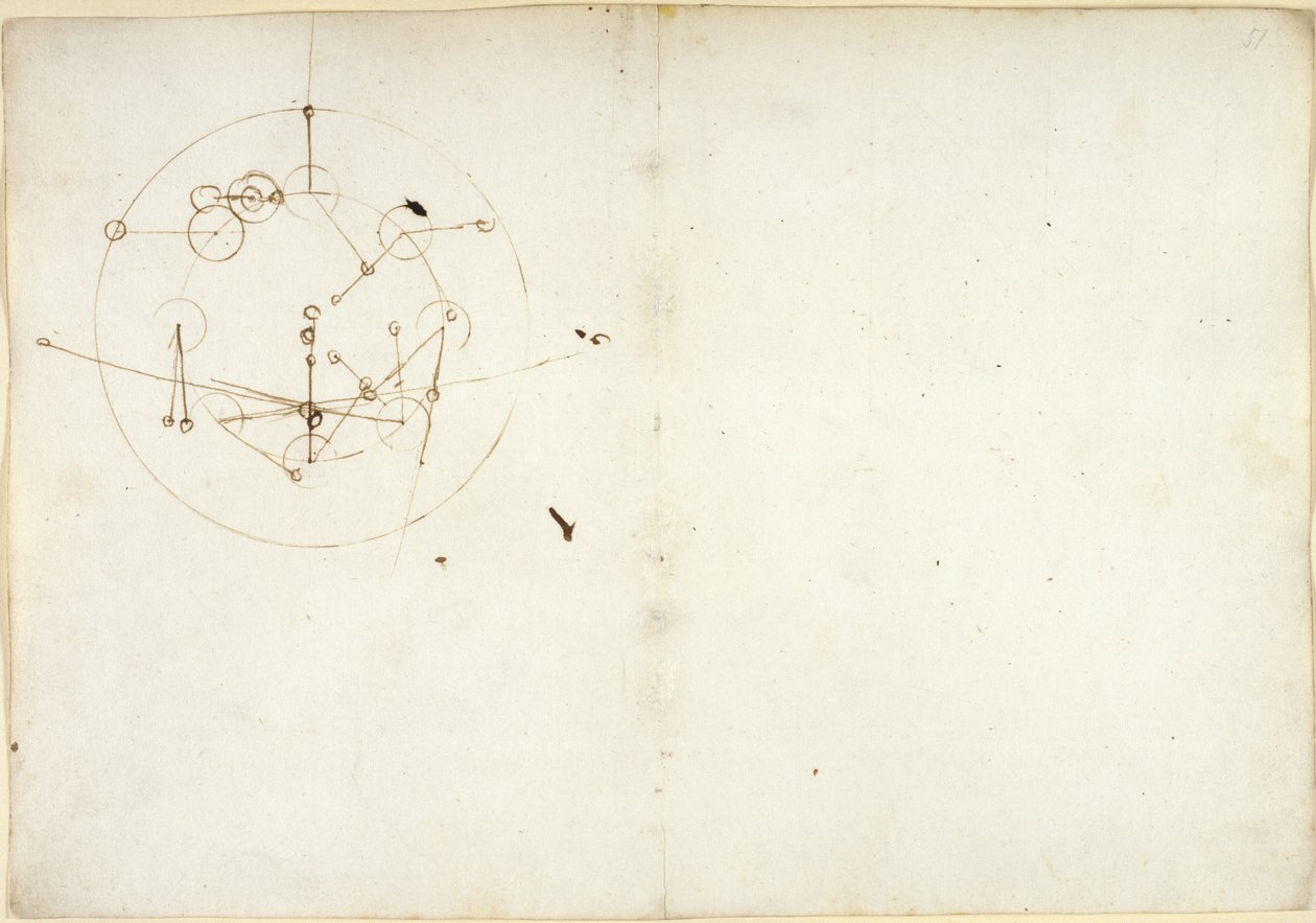 Arundel 263, f.52v, f.51 Diagram af et hydraulisk hjul, fra 