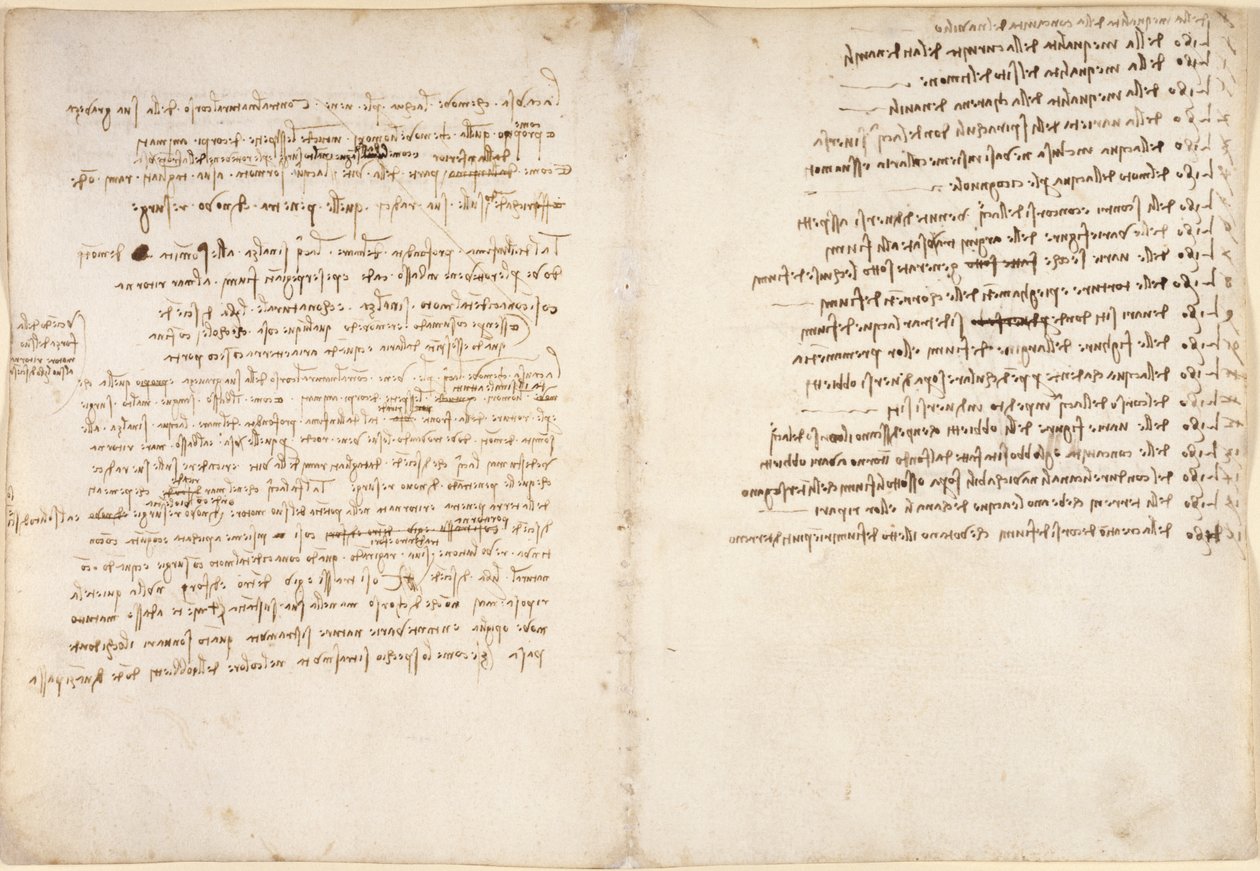 Arundel 263, f.58v, f.45, Noter om vand, fra 