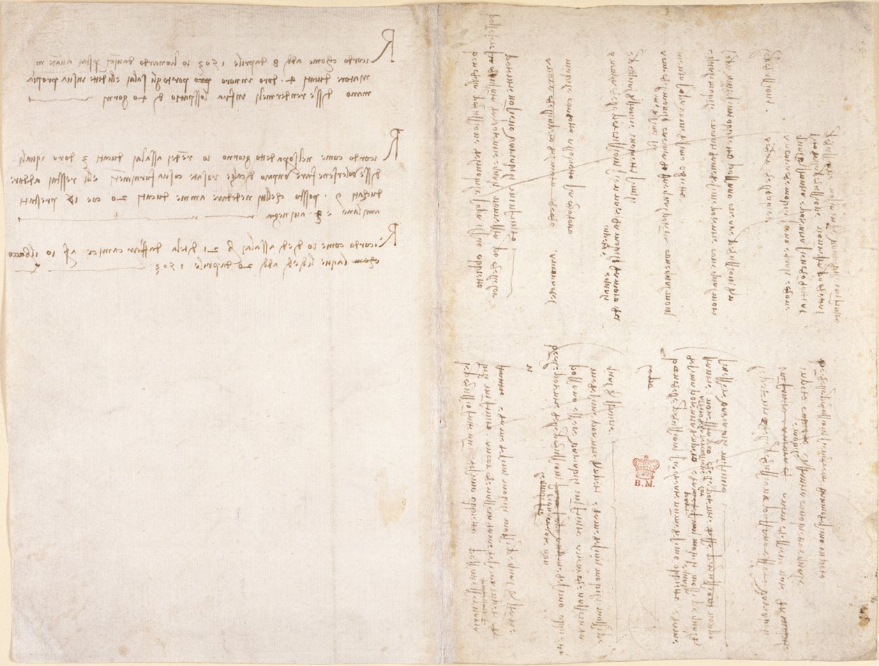 Arundel 263, ff.229v, f.226 Leonardo da Vincis noter fra 