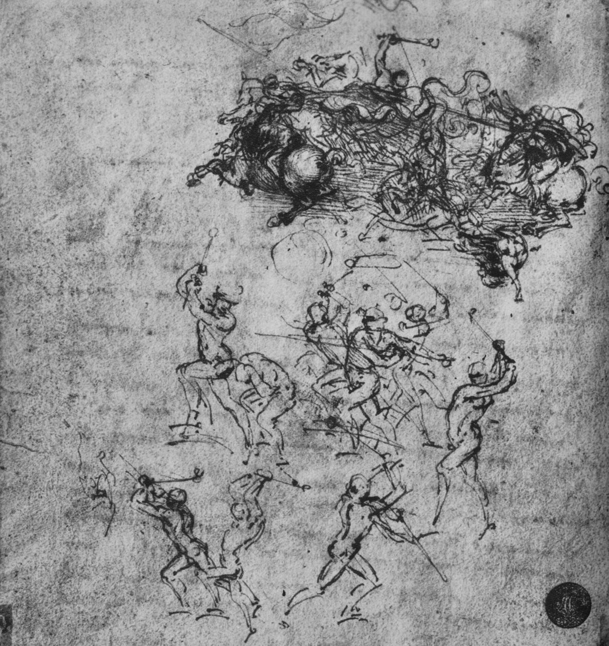 Slaget om ryttere og fodsoldater, c1480 1945 af Leonardo da Vinci