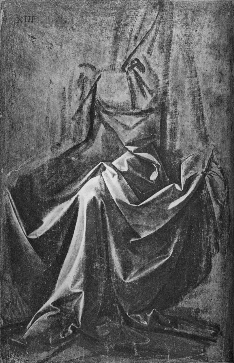 Afstøbning af draperi for en siddende figur, c1475 1945 af Leonardo da Vinci