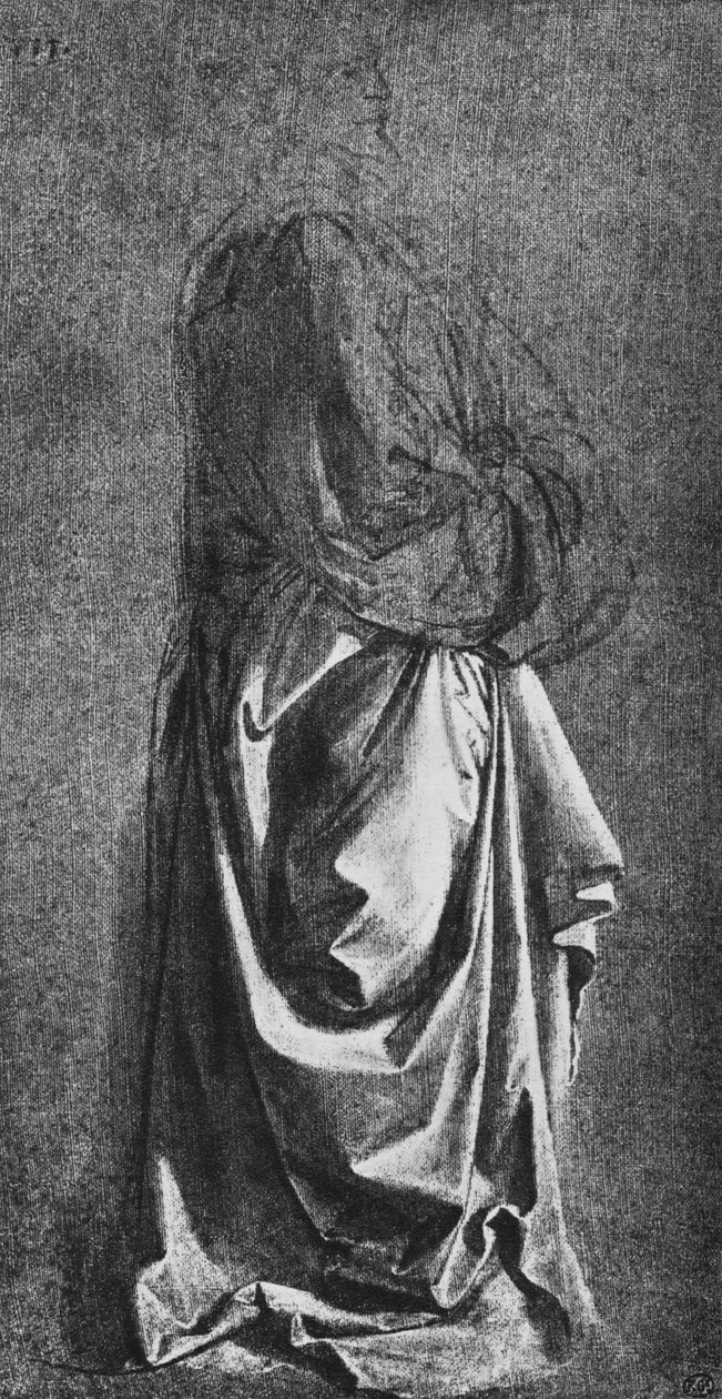 Afstøbning af draperi til en stående figur, c1470 1945 af Leonardo da Vinci